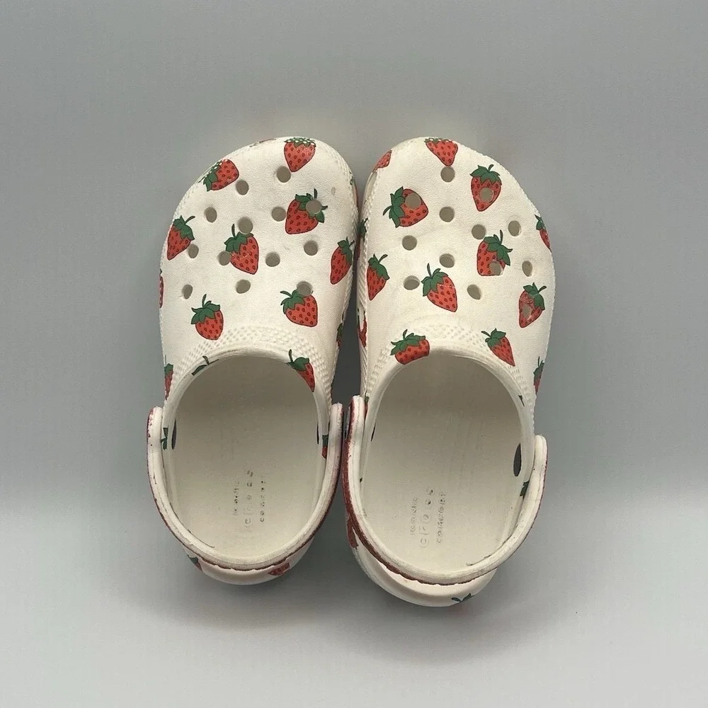 Crocs Classic Clogs Strawberry Red Slip On Shoes - Kids Toddler Size 11 USED
